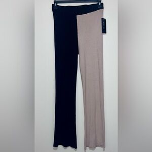 BCBG Paris Pants Knit Ribbed Split Color Nude / Black Women's Size Small 4-6 NWT